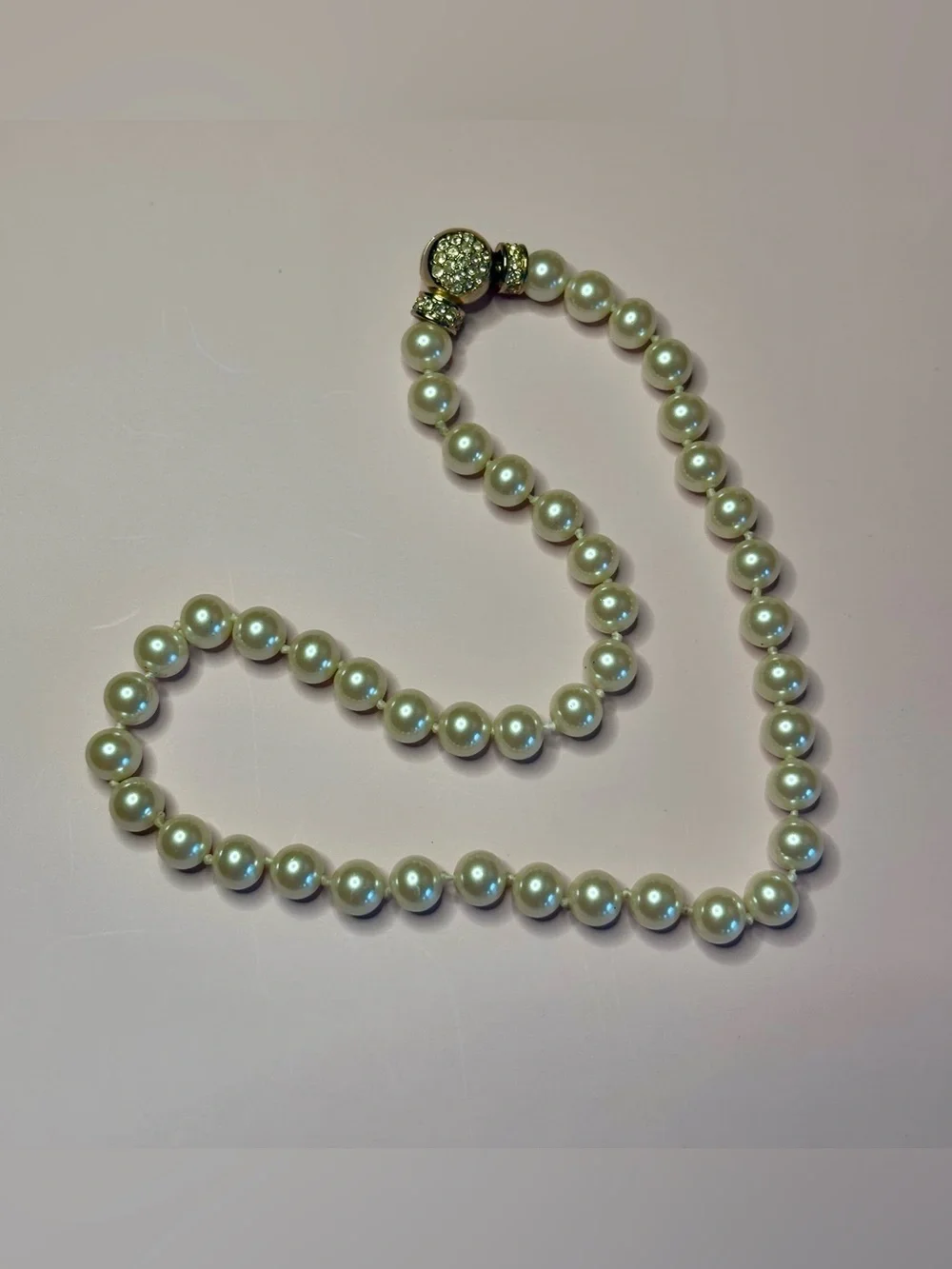 Vintage Estate 1980s RAU KLIKIT Pearl Necklace – Cream Glass Pearls